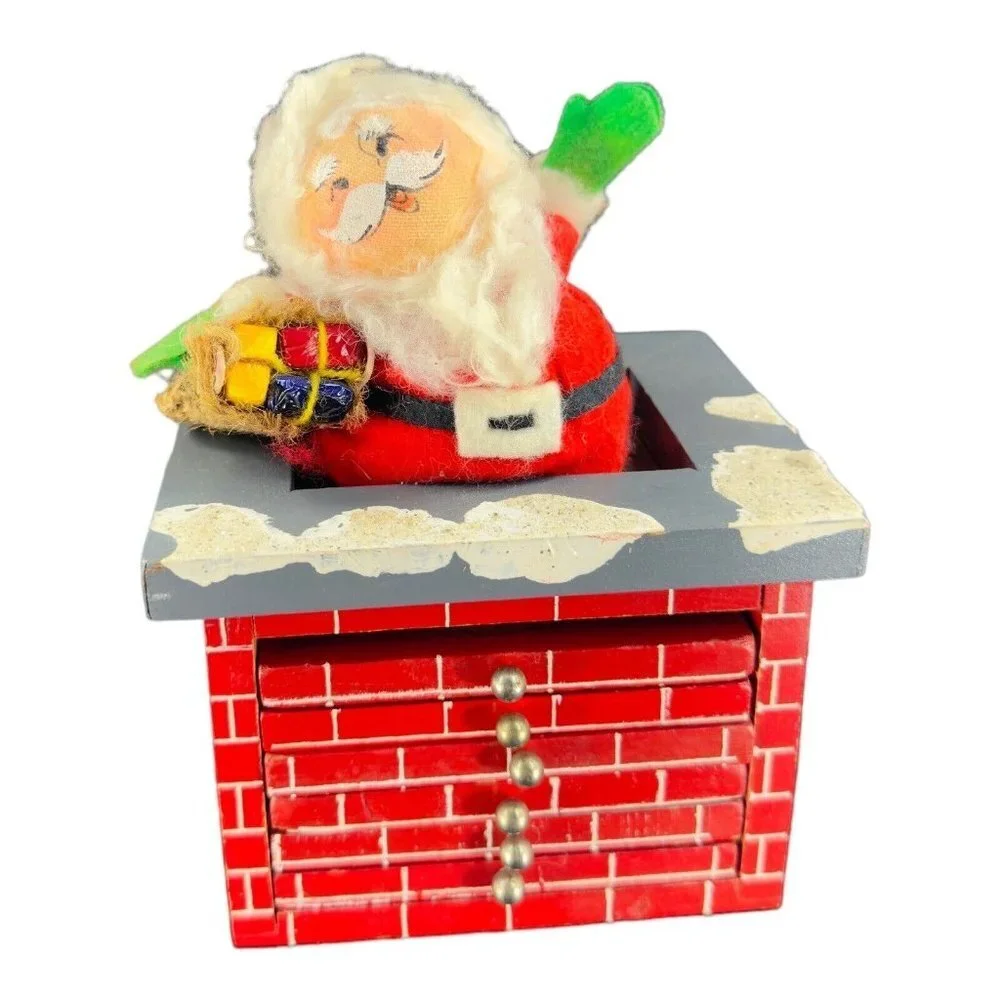 Vintage Enesco 1978 Santa Claus On Chimney Coaster Set 6 Vintage Christmas‎